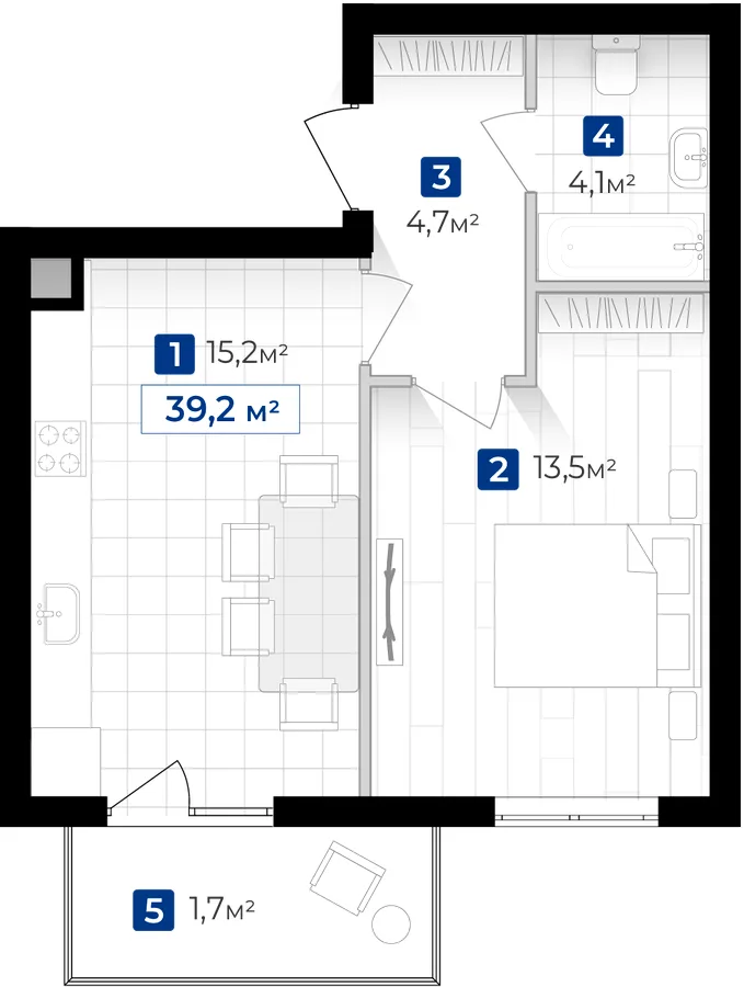 1-кімнатна квартира, 39 м², вул. Коновальця/ вул. Левинського, Івано-Франківськ — фото 1