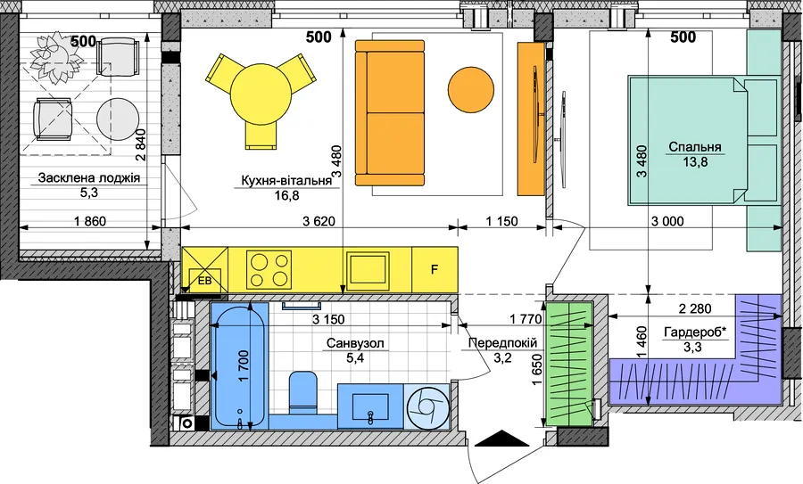 ЖК Respublika — 44.5 м²