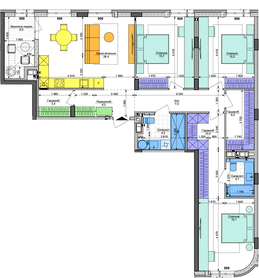 ЖК Respublika — 122.8 м²