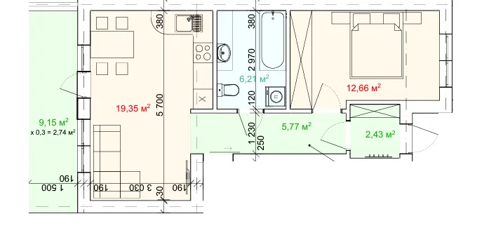 ЖК Австрійський дворик — 55 м²