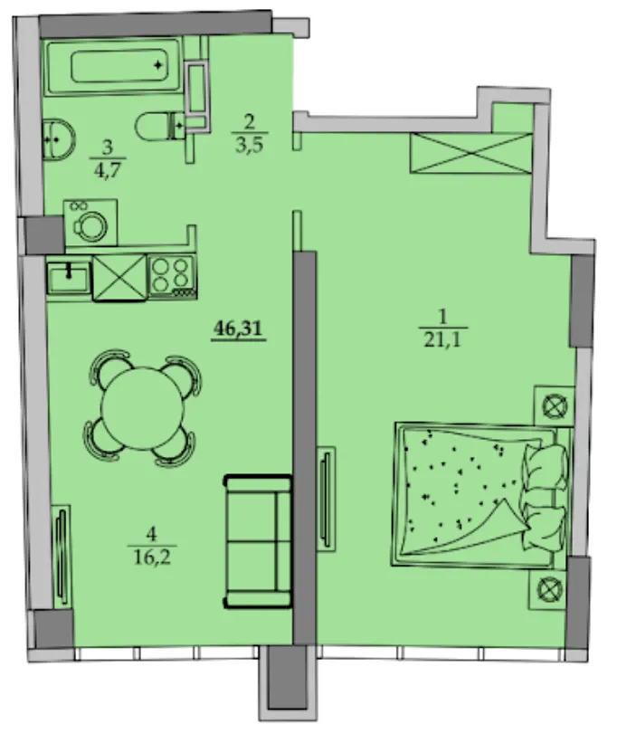 ЖК Авторський район — 46.3 м²