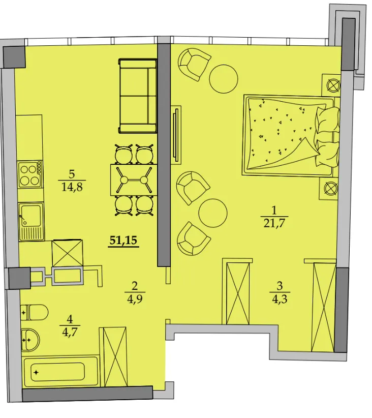 ЖК Авторський район — 51.2 м²
