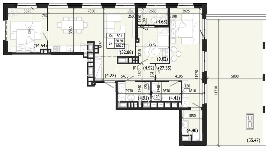 ЖК Парус WEST — 166.8 м²
