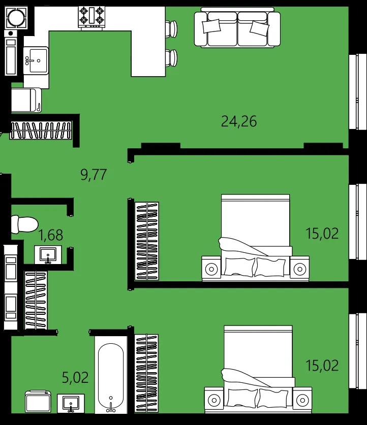 ЖК CONTINENT MODERN — 70.8 м²