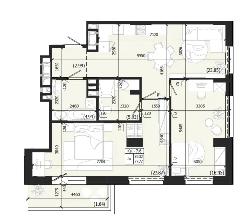 ЖК Парус WEST — 77.8 м²