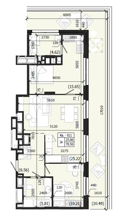 ЖК Парус WEST — 78.6 м²