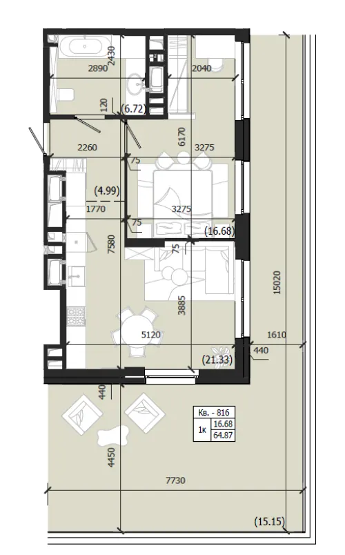 ЖК Парус WEST — 64.9 м²