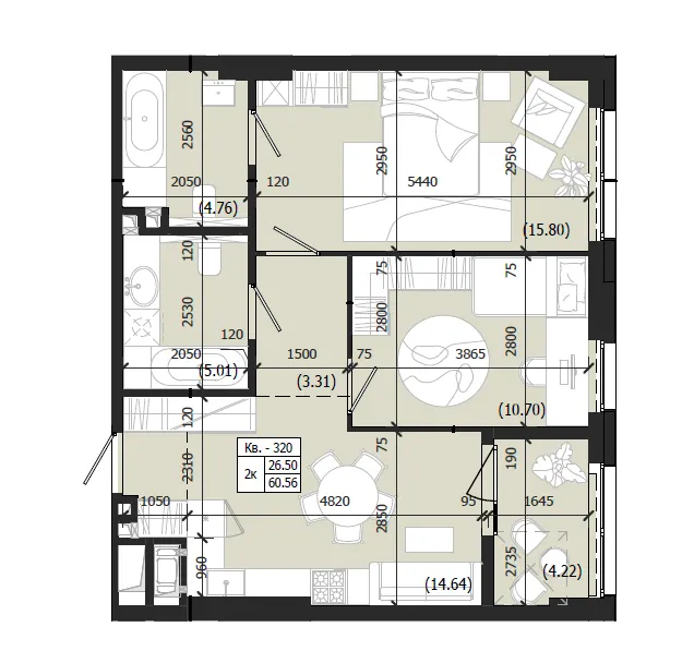 ЖК Парус WEST — 60.6 м²