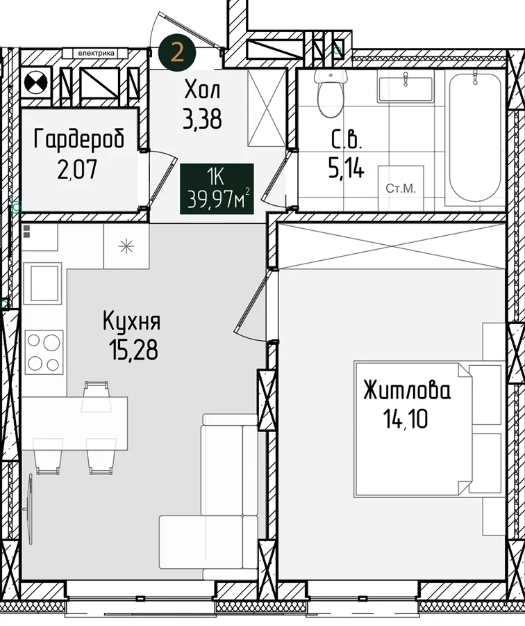 ЖК Grand Residence Chernivtsi — 40 м²