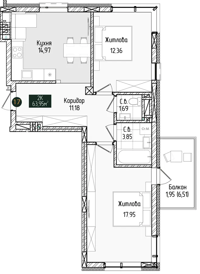 ЖК Grand Residence Chernivtsi — 64 м²