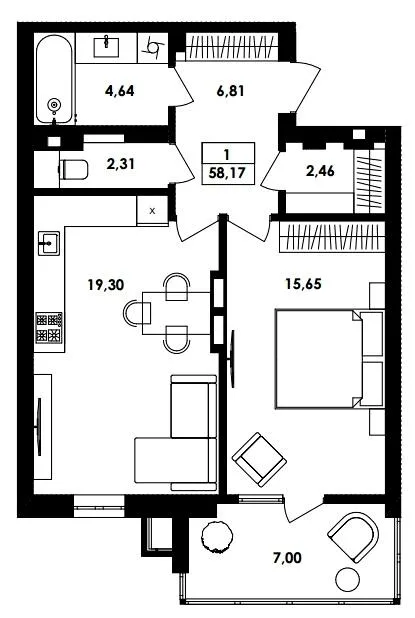 1-кімнатна квартира, 58 м², вул. Івана Богуна, 186, Вінниця — фото 1