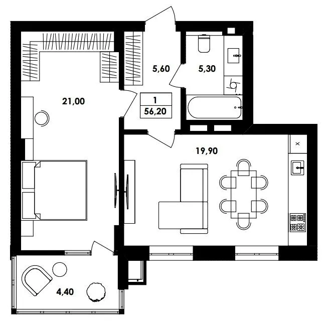 ЖК ТИSHA — 56.2 м²