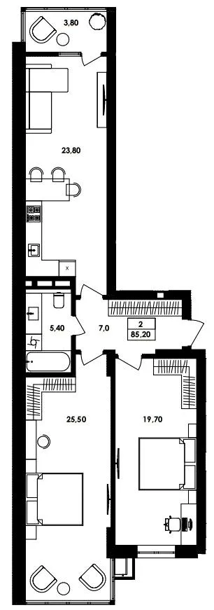 2-кімнатна квартира, 85 м², вул. Івана Богуна, 186, Вінниця — фото 1