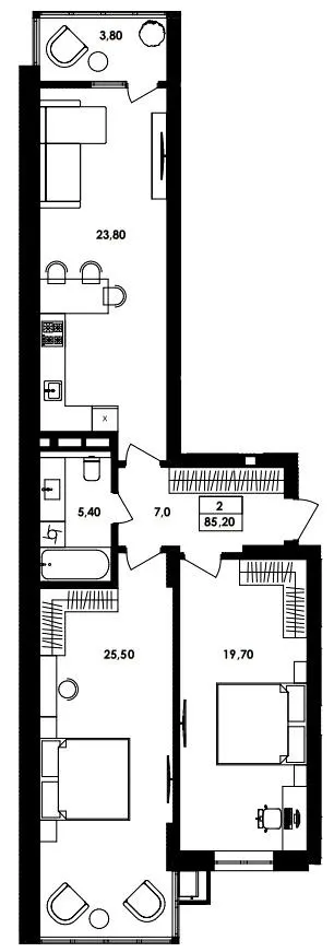 ЖК ТИSHA — 85.2 м²