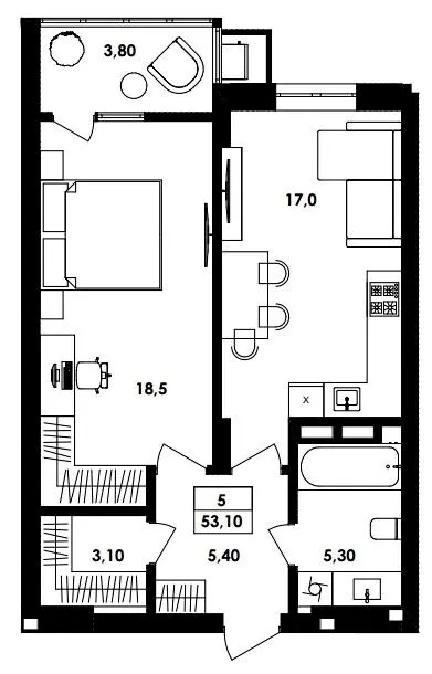 ЖК ТИSHA — 53.1 м²