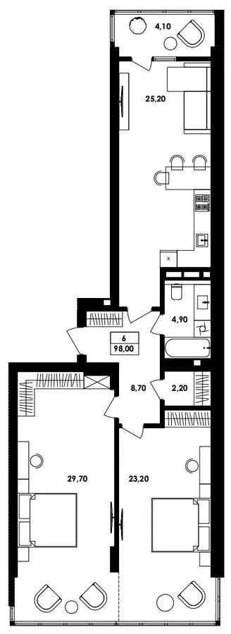 2-кімнатна квартира, 98 м², вул. Івана Богуна, 186, Вінниця — фото 1