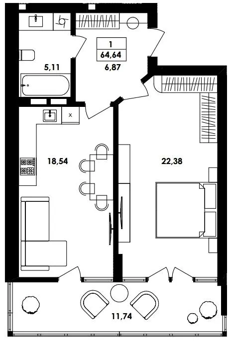 ЖК ТИSHA — 64.6 м²