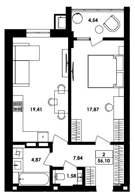 1-кімнатна квартира, 56 м², вул. Івана Богуна, 186, Вінниця — фото 1