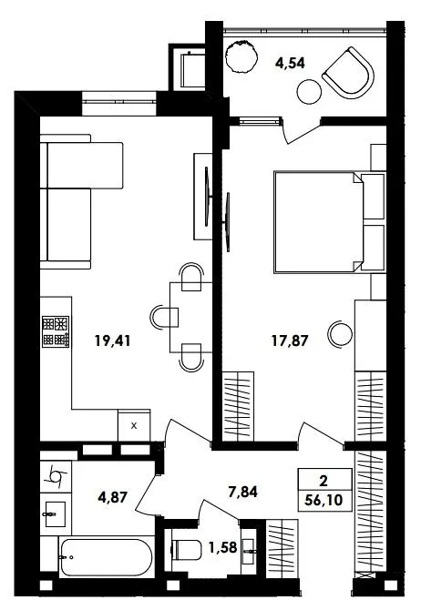 ЖК ТИSHA — 56.1 м²
