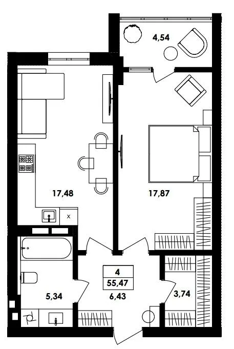 1-комнатная квартира, 56 м², вул. Івана Богуна, 186, Винница — фото 1