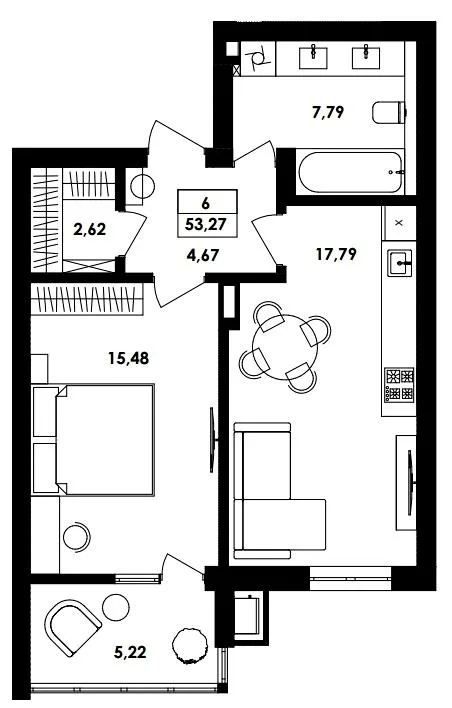 1-комнатная квартира, 53 м², вул. Івана Богуна, 186, Винница — фото 1