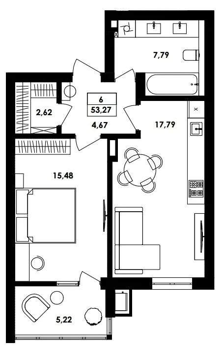 ЖК ТИSHA — 53.3 м²