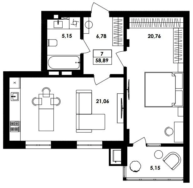 ЖК ТИSHA — 58.9 м²