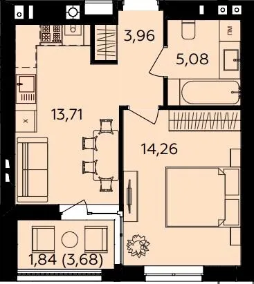 1-комнатная квартира, 39 м², Немирівське шосе, 94е, Винница — фото 1