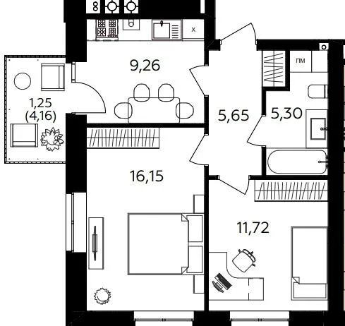 2-комнатная квартира, 49 м², Немирівське шосе, 94е, Винница — фото 1