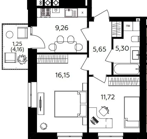 ЖК Сімейний COMFORT 2 — 49.3 м²
