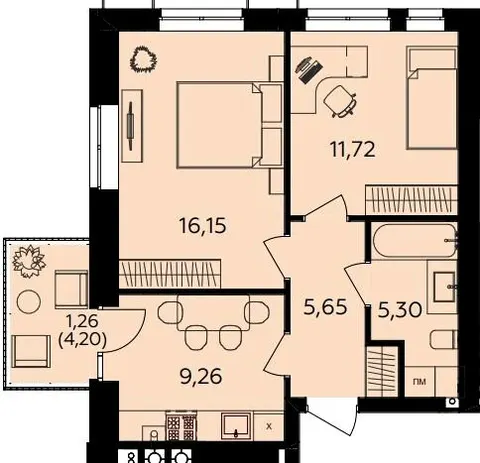 2-комнатная квартира, 49 м², Немирівське шосе, 94е, Винница