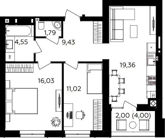 ЖК Сімейний COMFORT 2 — 64.2 м²