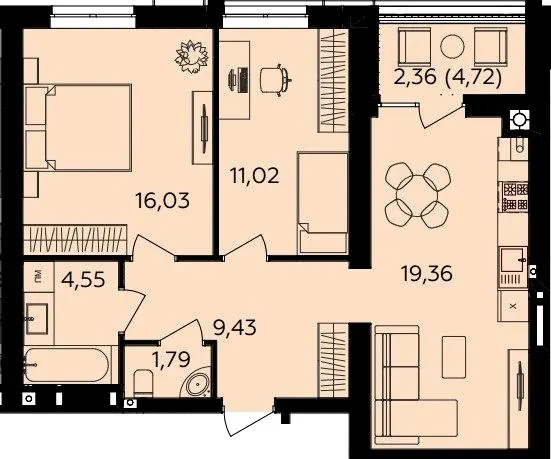 ЖК Сімейний COMFORT 2 — 64.5 м²