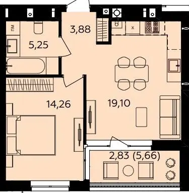 ЖК Сімейний COMFORT 2 — 45.3 м²