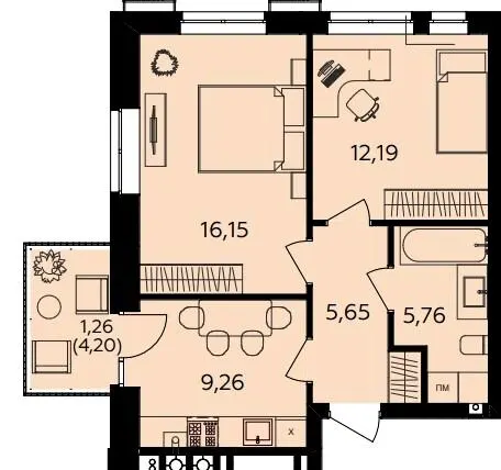 ЖК Сімейний COMFORT 2 — 50.3 м²