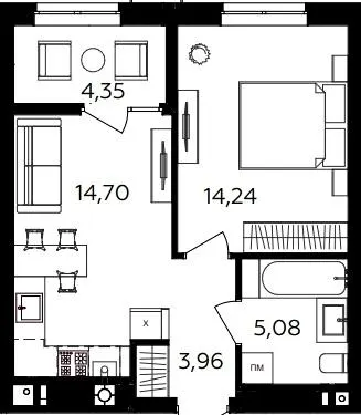 ЖК Сімейний COMFORT 2 — 42.3 м²