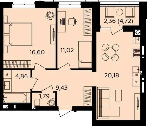 ЖК Сімейний COMFORT 2 — 66.2 м²