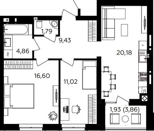 ЖК Сімейний COMFORT 2 — 65.8 м²