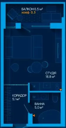 1-комнатная квартира, 31 м², Ивано-Франковск — фото 1