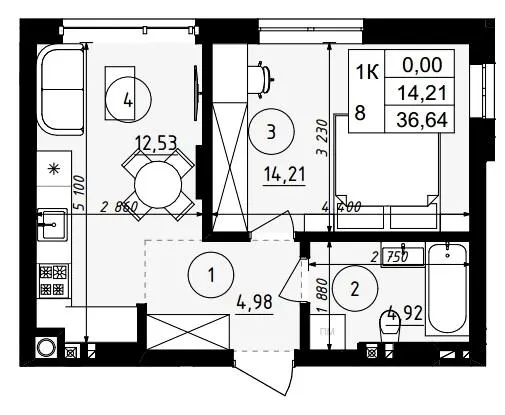 ЖК ЩЕДРИК — 36.6 м²