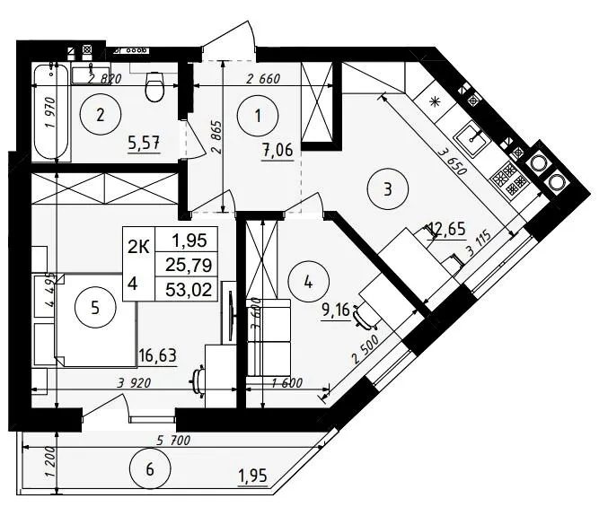 ЖК ЩЕДРИК — 53 м²