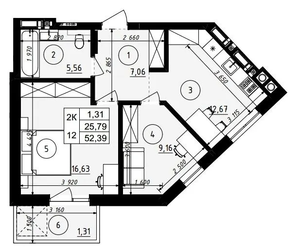 ЖК ЩЕДРИК — 52.4 м²