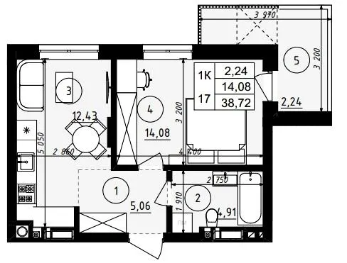 ЖК ЩЕДРИК — 38.7 м²