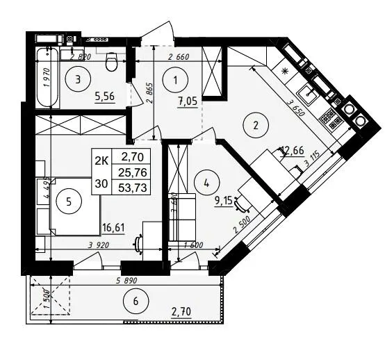ЖК ЩЕДРИК — 53.7 м²