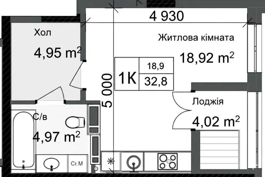 ЖК ODESA CITY — 32.8 м²