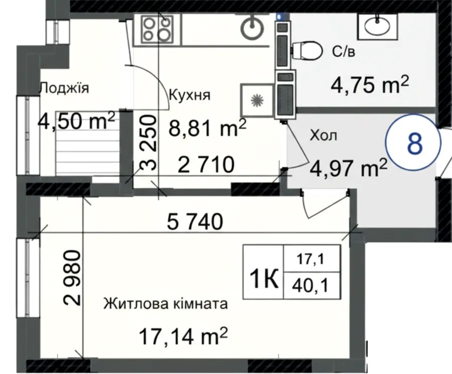 ЖК ODESA CITY — 40.1 м²