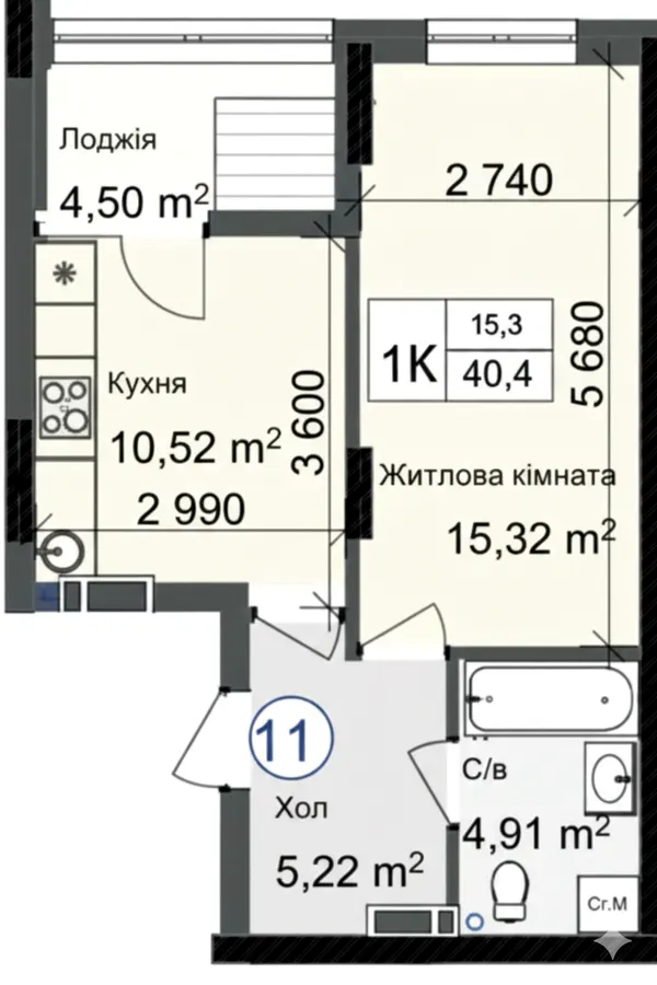 ЖК ODESA CITY — 40.4 м²