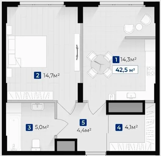 ЖК Козацький — 42.5 м²