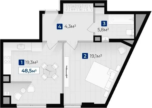 ЖК Козацький — 48.5 м²