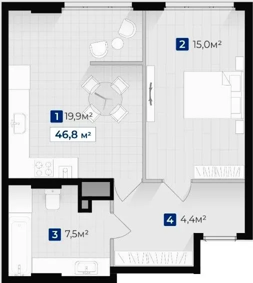ЖК Козацький — 46.8 м²